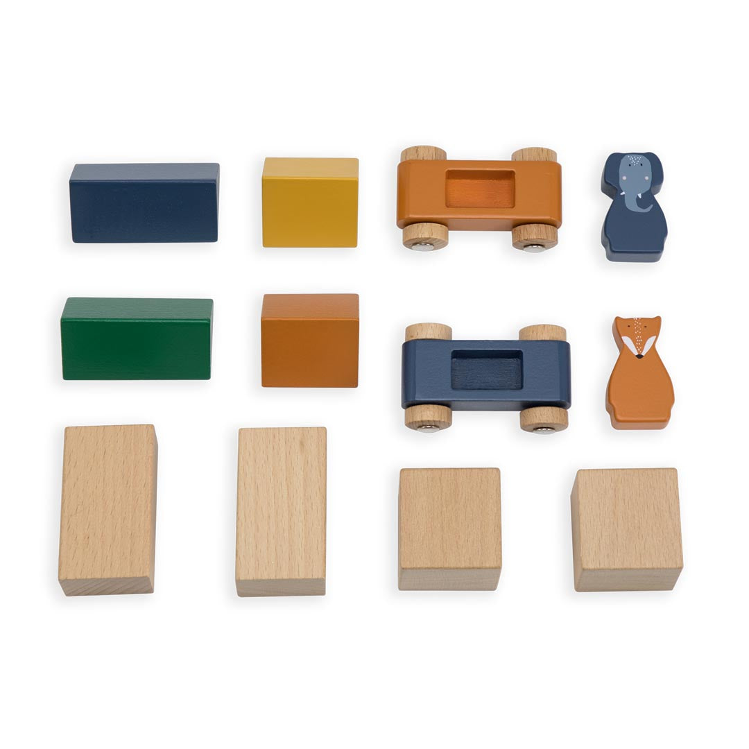 Houten stratenpuzzel met accessoires