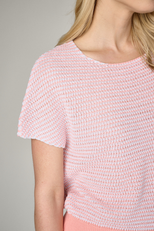 Pull Bicolore Avec Brillance Lurex - Corail