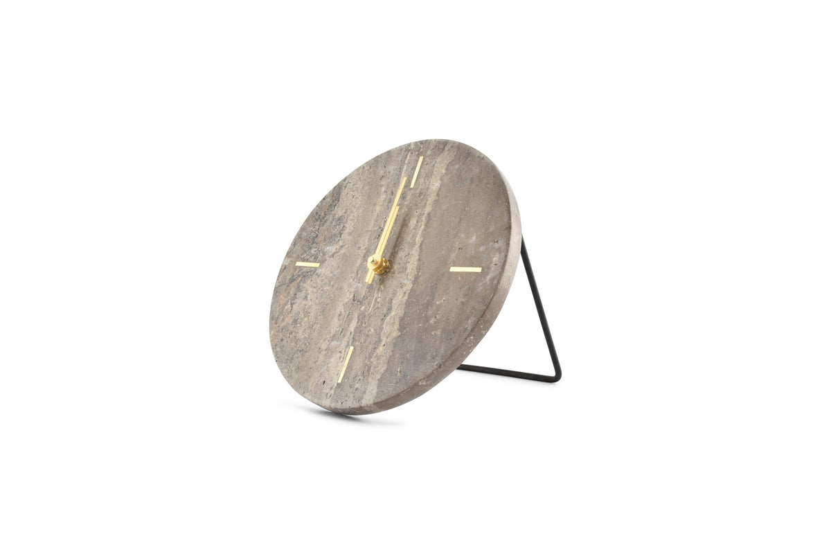 S&P - Horloge de table 20cm travertin gris Zone