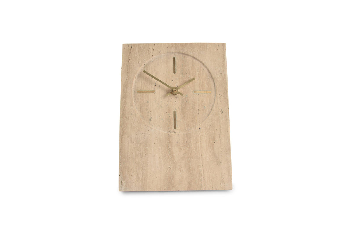 S&P - Horloge de table 16xH23,5cm travertin beige Zone