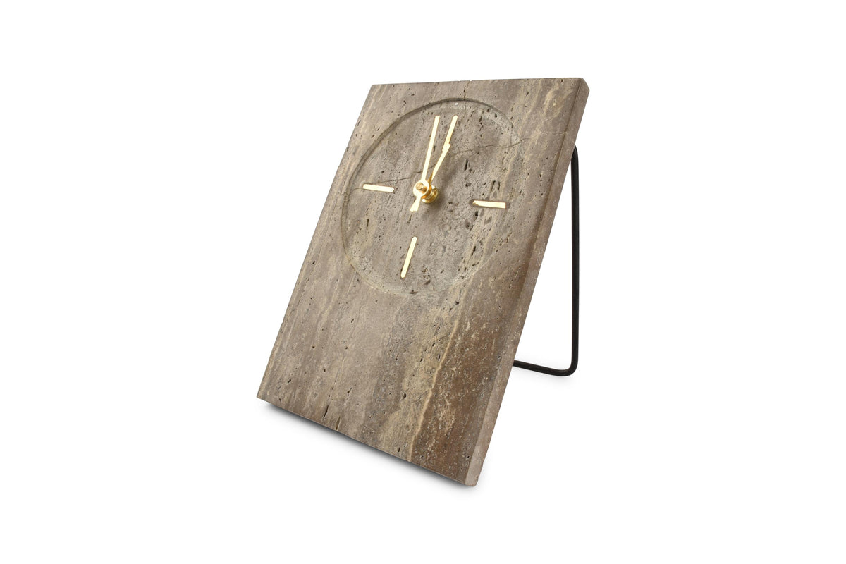 S&P - Horloge de table 16xH23,5cm travertin gris Zone