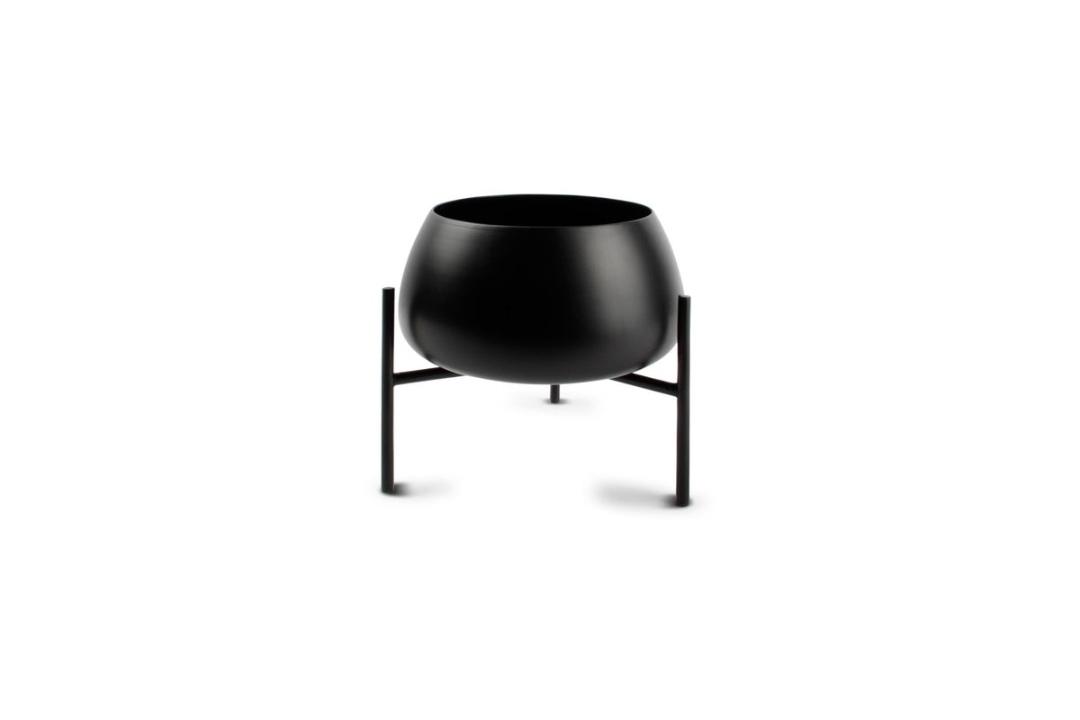 S&amp;P - Cache-pot sur pied rond mat noir Patio - set/2
