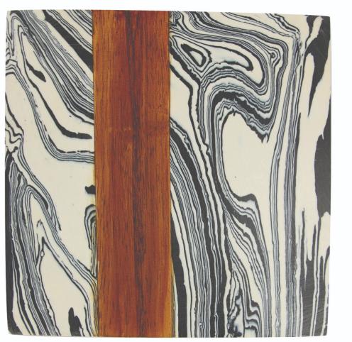 Zebra Marble &amp; Wood Coaster, Individual