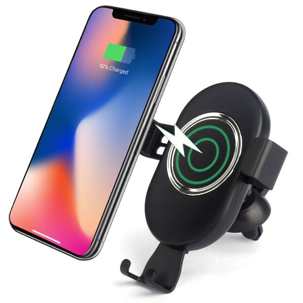 Support & Chargeur De Voiture Automatique Sans Fil  - Noir 