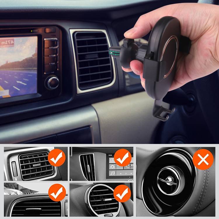 Support & Chargeur De Voiture Automatique Sans Fil  - Noir 