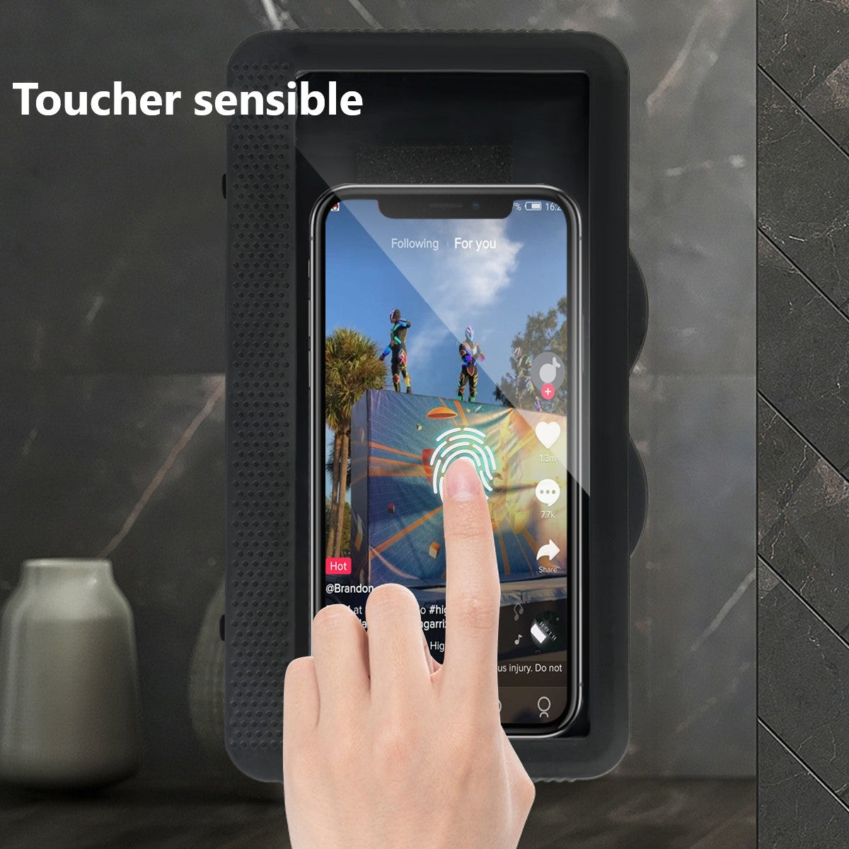 Support Mural Etanche Pour Telephone  - Noir