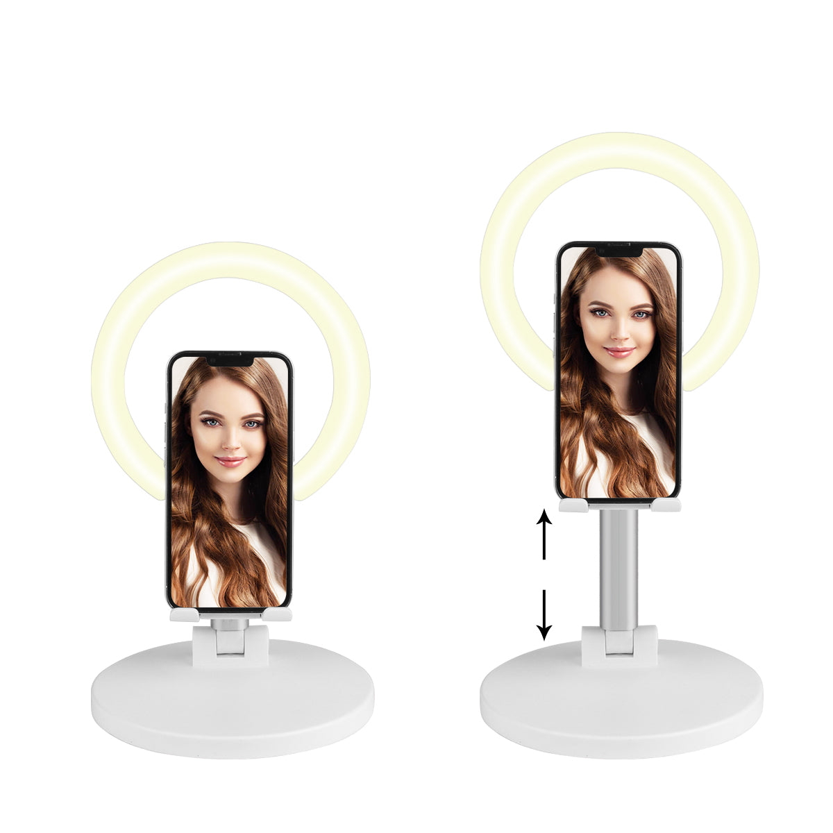 Support Telephone Ring Light - Blanc