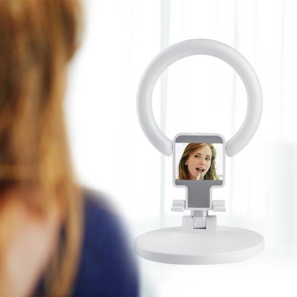 Support Telephone Ring Light - Blanc