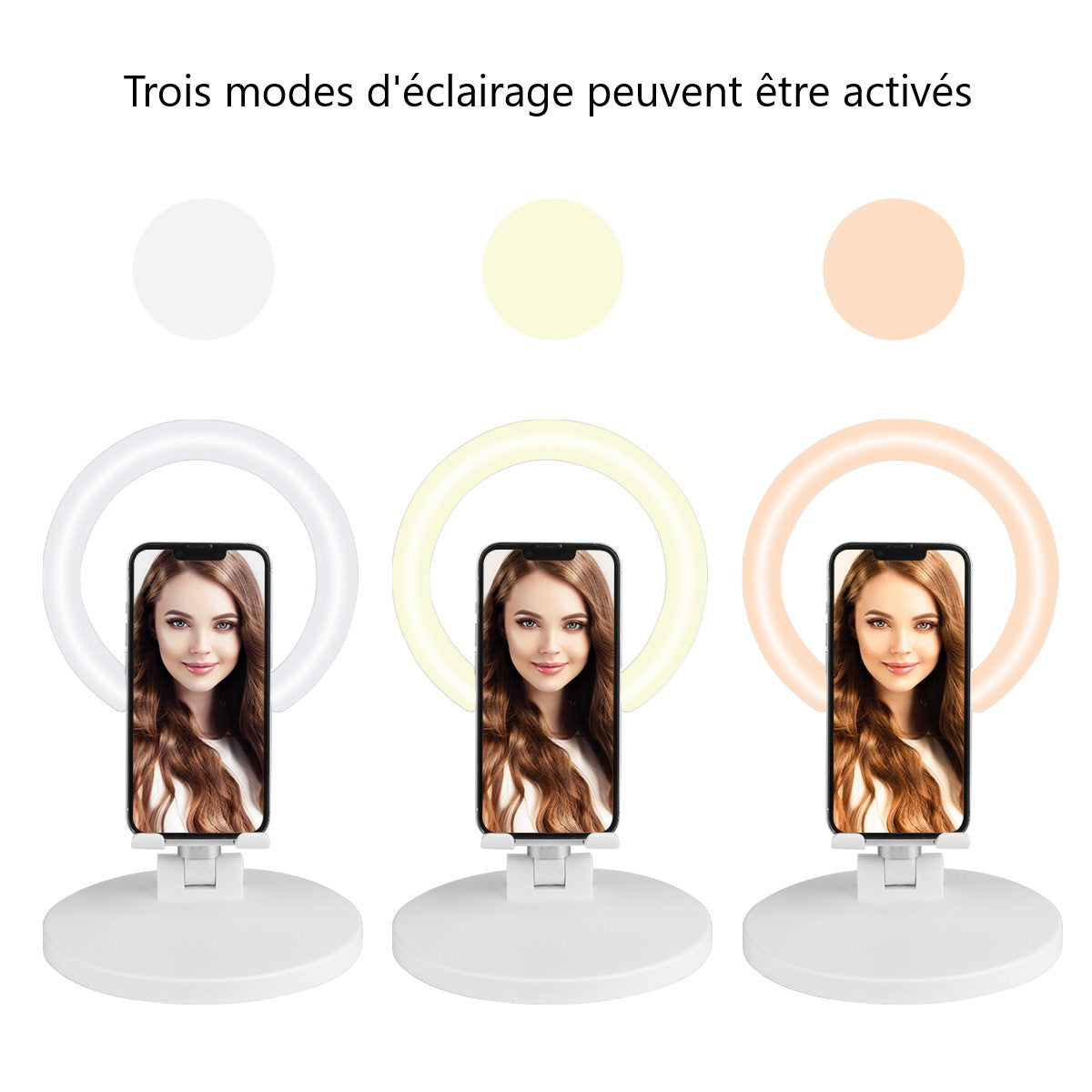 Support Telephone Ring Light - Blanc