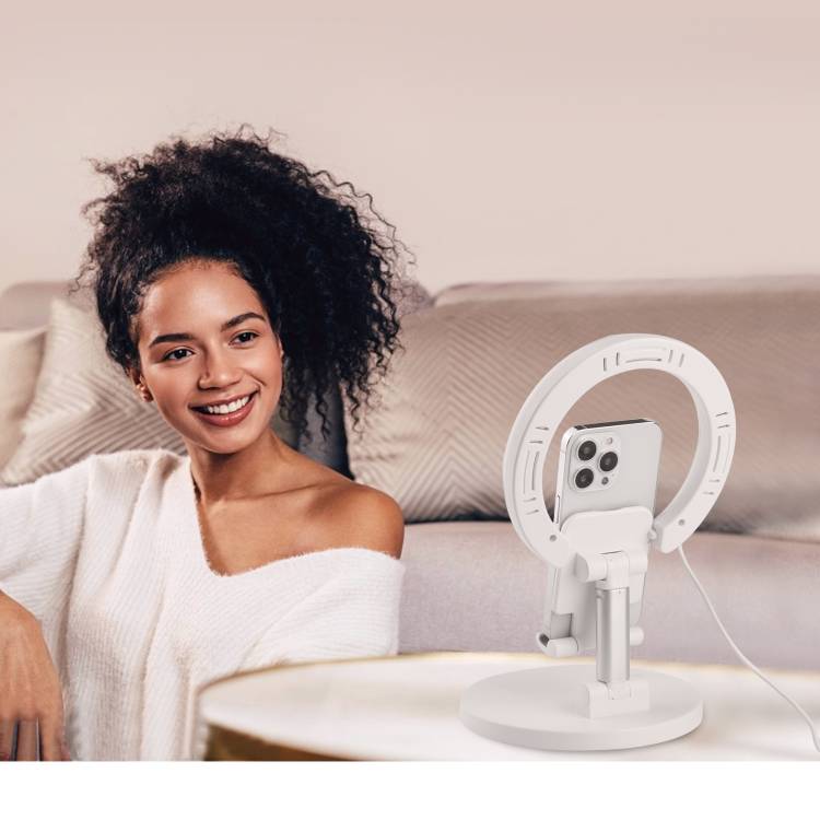 Support Telephone Ring Light - Blanc