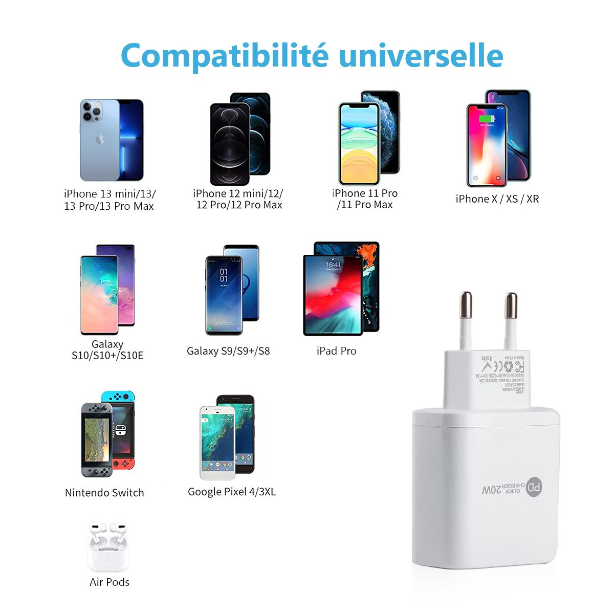 Adaptateur Usb + Type C - Blanc