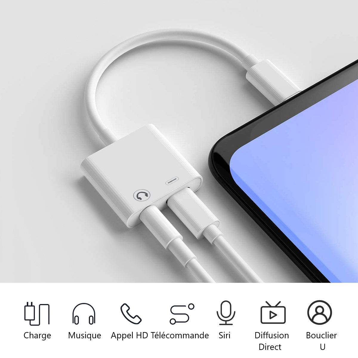 Adaptateur Type-C 2En1 - Blanc