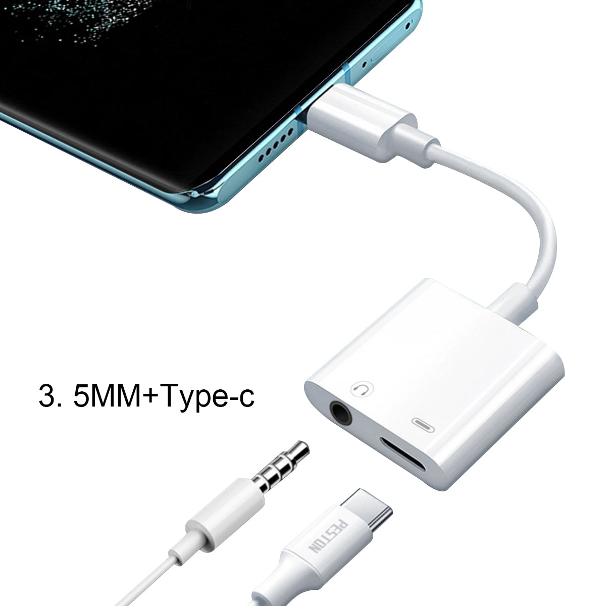 Adaptateur Type-C 2En1 - Blanc