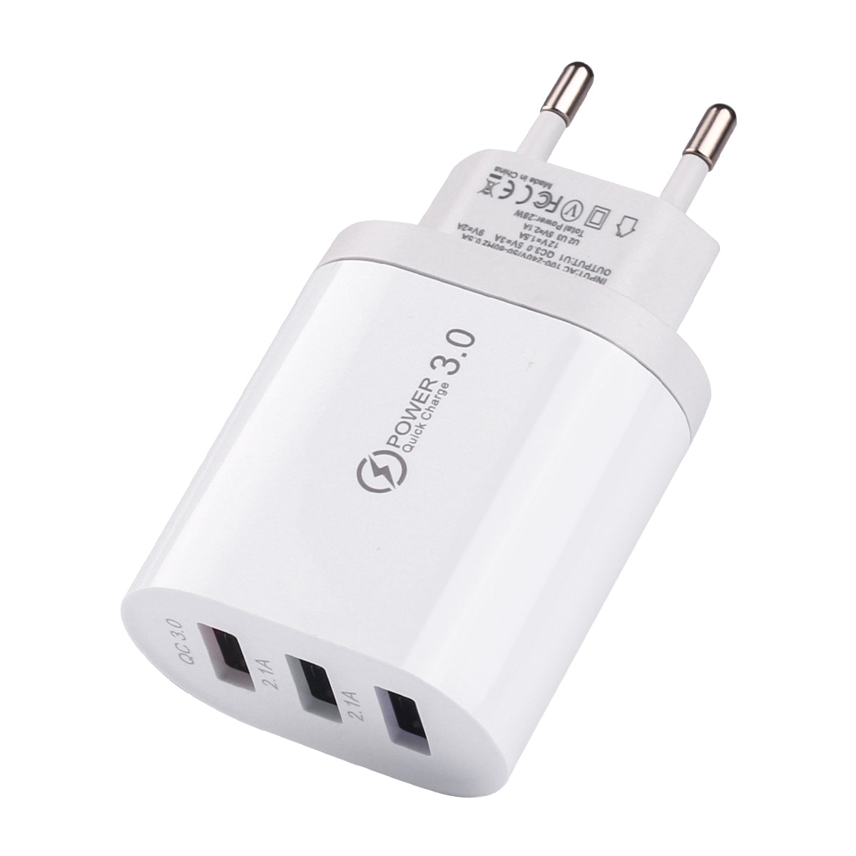 Chargeur Secteur 3 Ports Usb  - Blanc