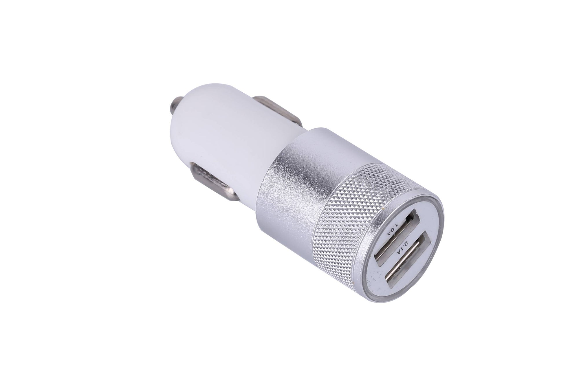 Chargeur Allume Cigare Acier Double Entree Usb  - Argent 
