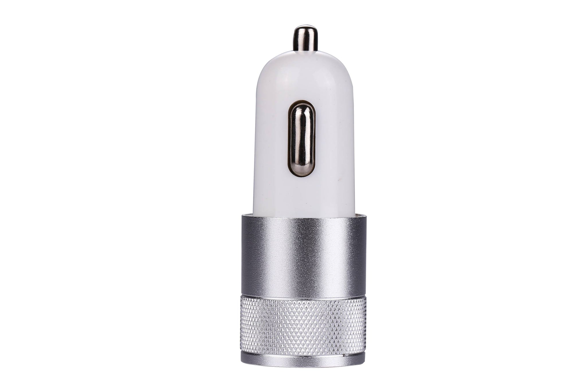 Chargeur Allume Cigare Acier Double Entree Usb  - Argent 