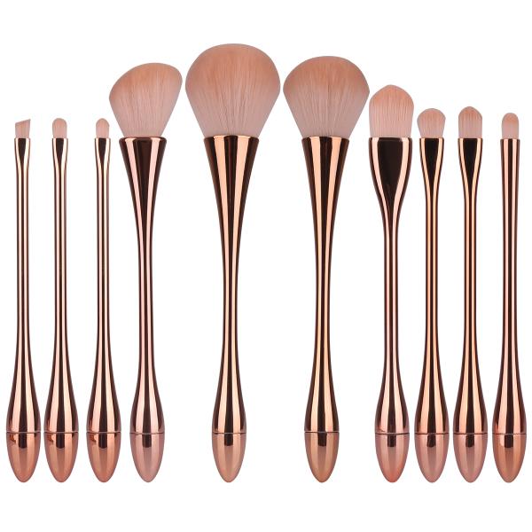 Set De 10 Pinceaux A Maquillage - Rose Gold