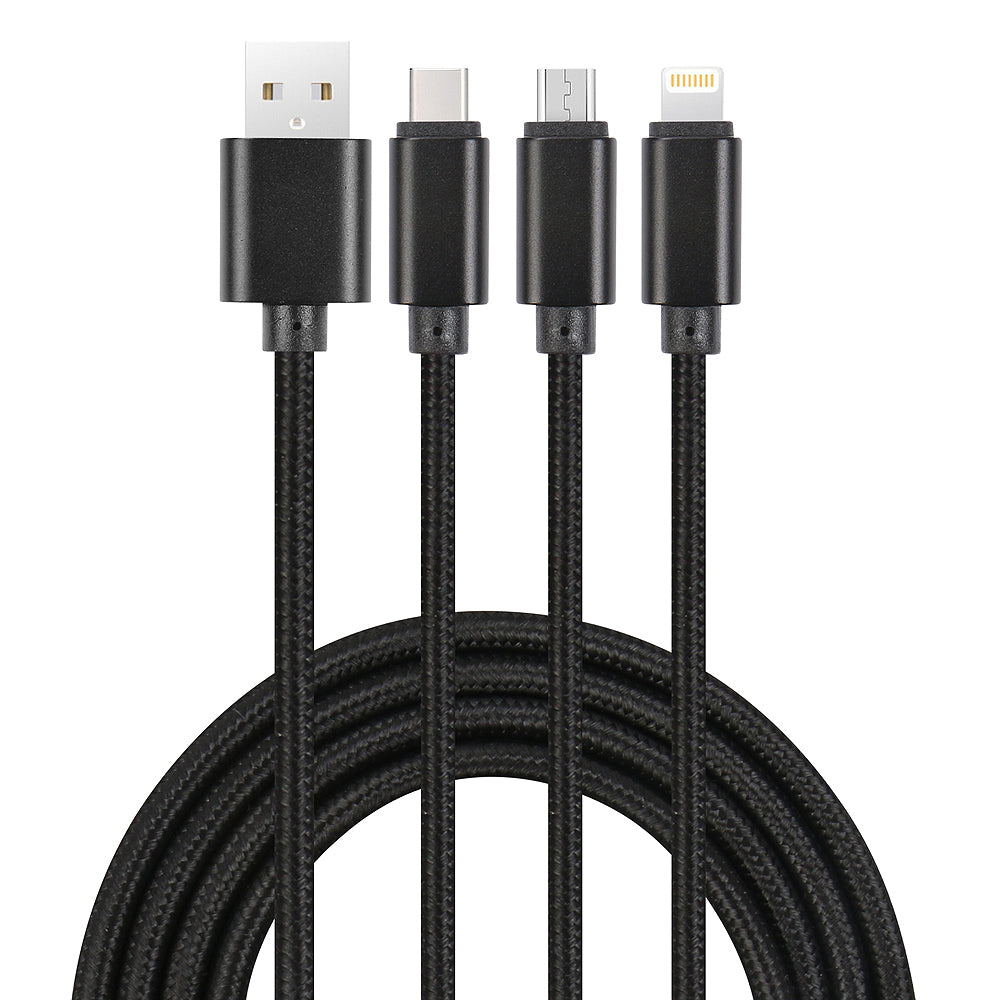 Cable 3 En 1 (Lightenning/Micro Usb/ Usb-C) - Noir 