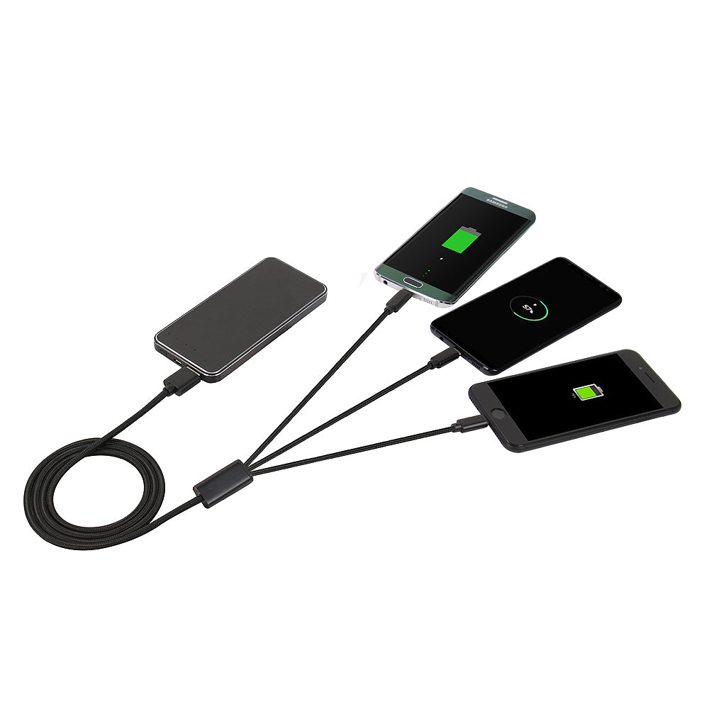 Cable 3 En 1 (Lightenning/Micro Usb/ Usb-C) - Noir 