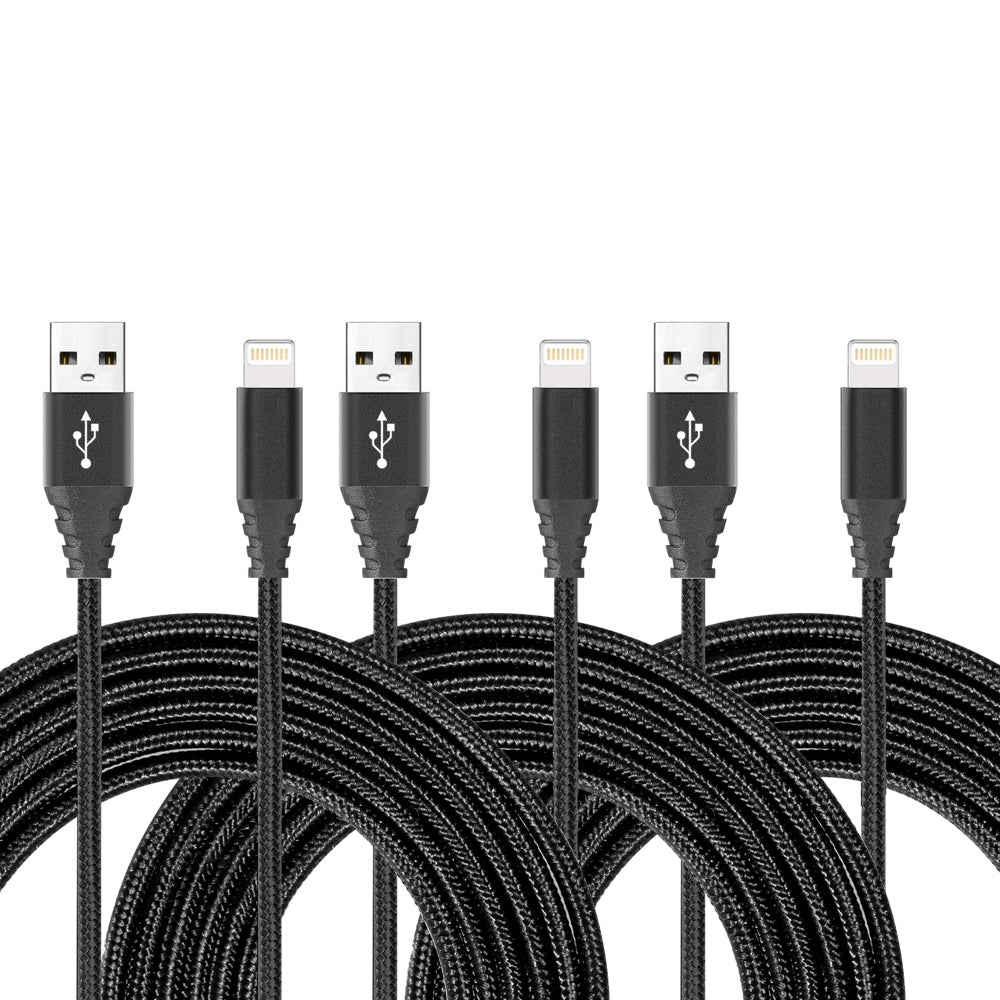 Pack De 3 Cables Usb Vers Lightning 2 Metres - Noir