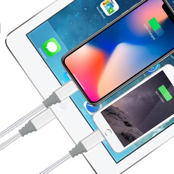 Cable Usb Vers 3 Ports Lightening  - Argent