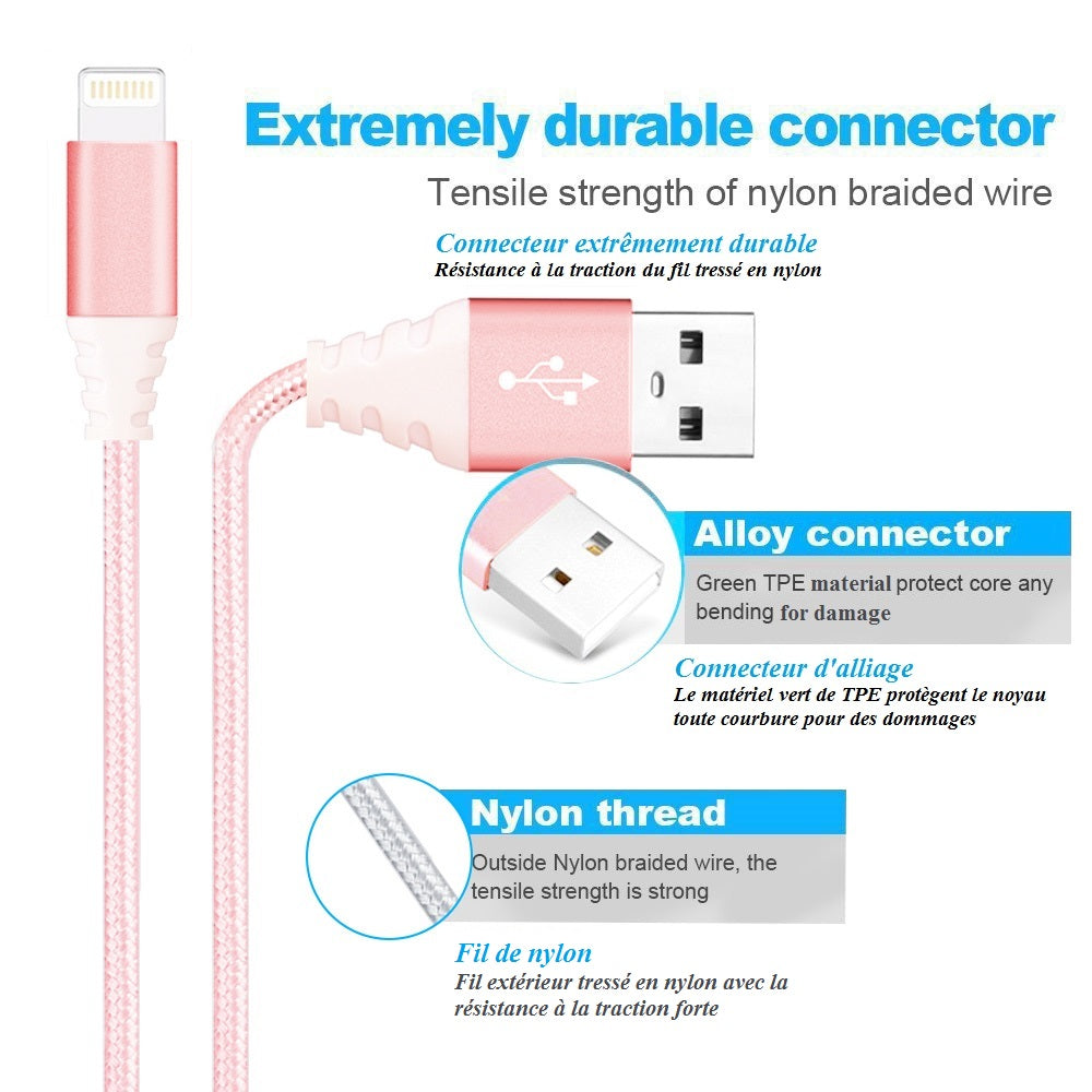 Cable Usb Vers Lightning 2 Metres - Rose