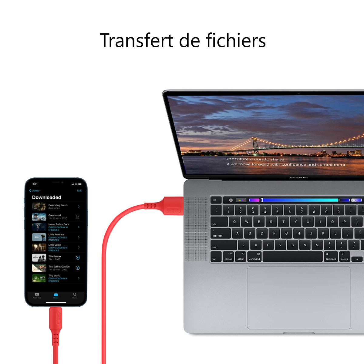 Chargeur Usb Vers Lightening / Iphone 1,50 Metre - Rouge