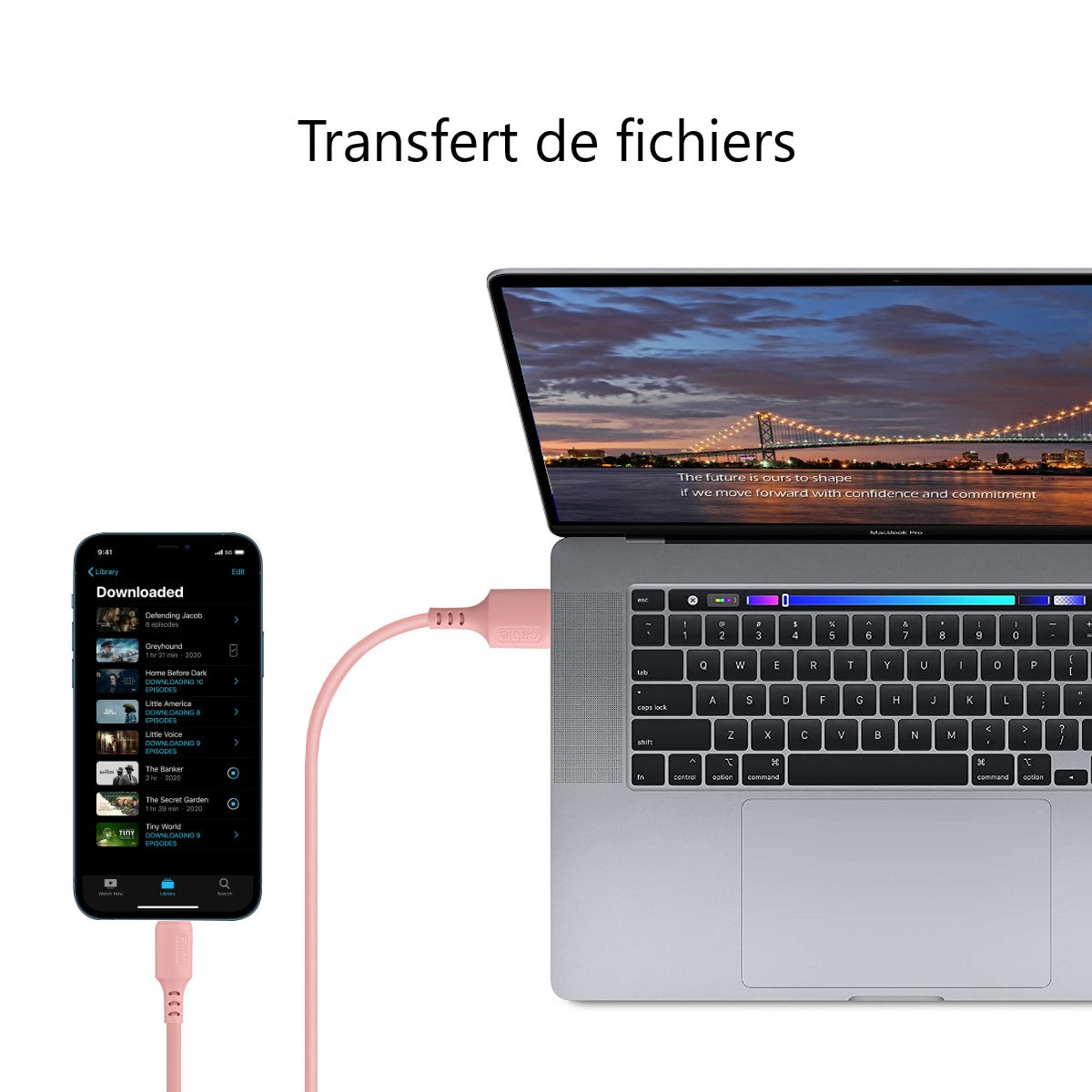 Chargeur Usb Vers Lightening / Iphone 1,50 Metre - Rose