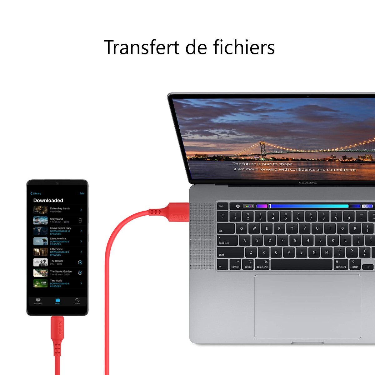 Chargeur Usb Usb-C / Samsung 1,50 Metre - Rouge