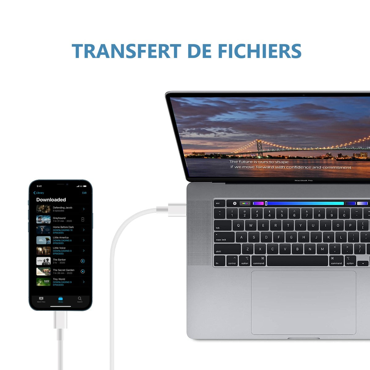 Cable Usb C Vers Usb C 1 Metre - Blanc