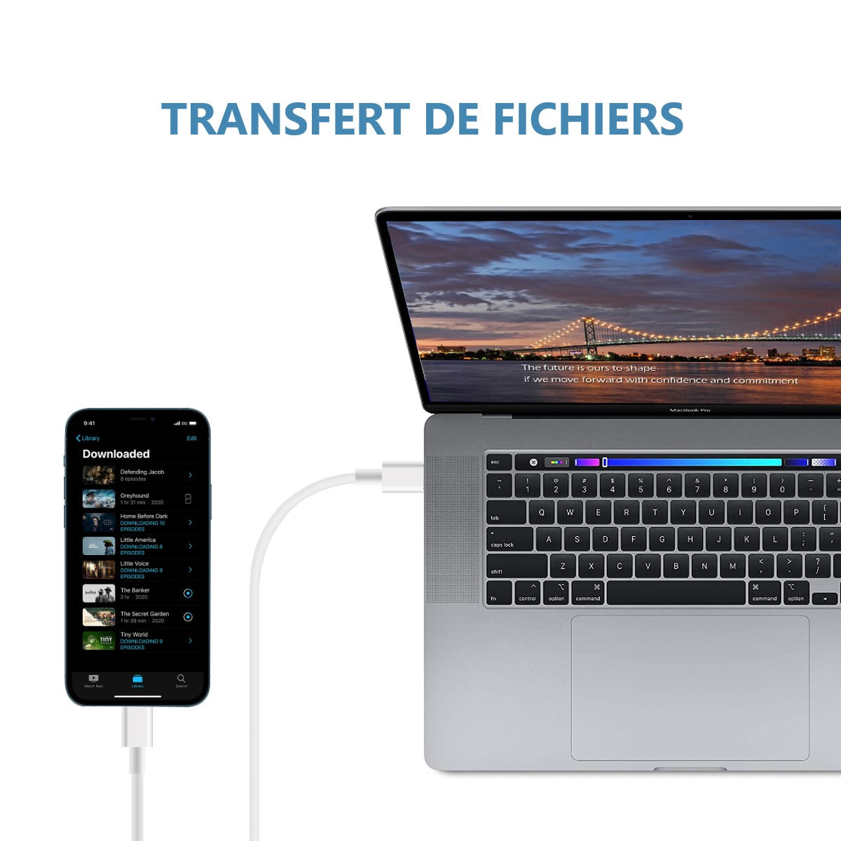 Cable Usb C Vers Usb C 2 Metres - Blanc