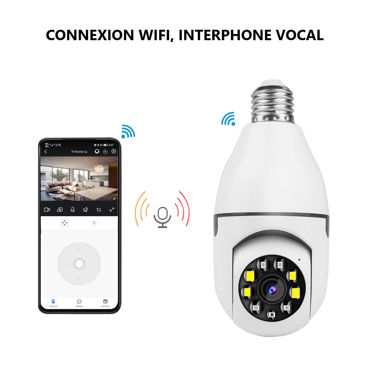 Ampoule Camera Wifi - Blanc