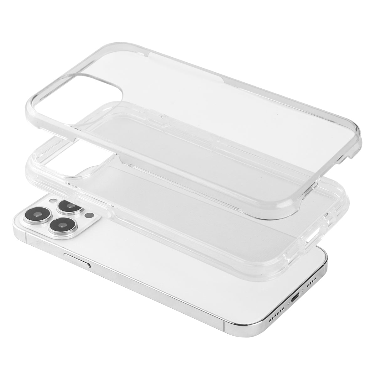 Coque Pour Iphone 13Pro Max- 2 En 1 (Contour Silicone Et Coque Pour En Dur) - Transparent