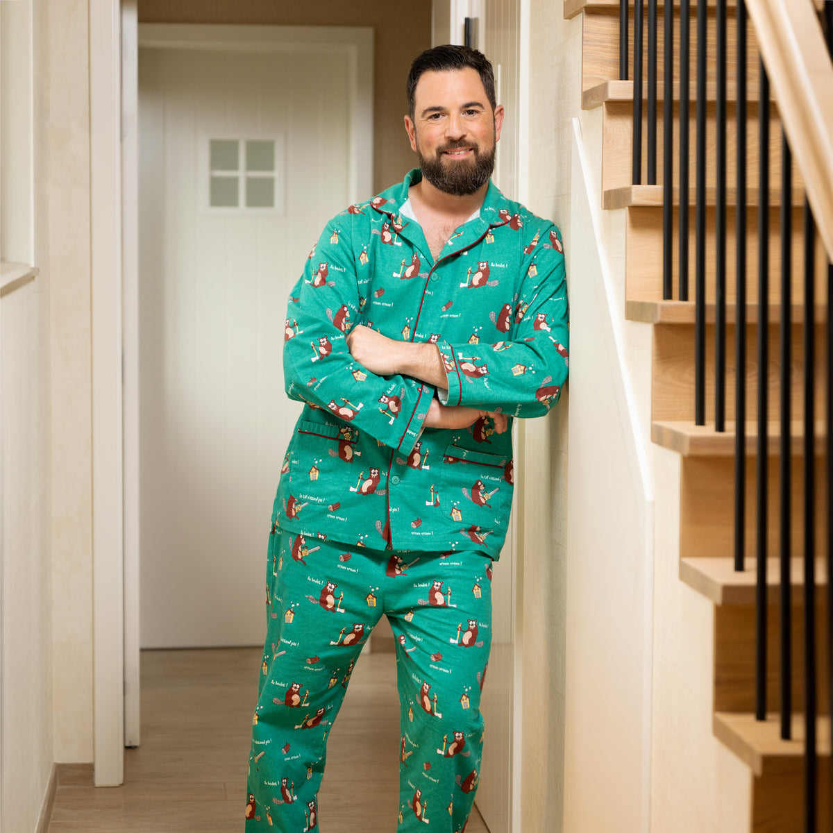 Pyjama Flannelle  - Men - Vert 