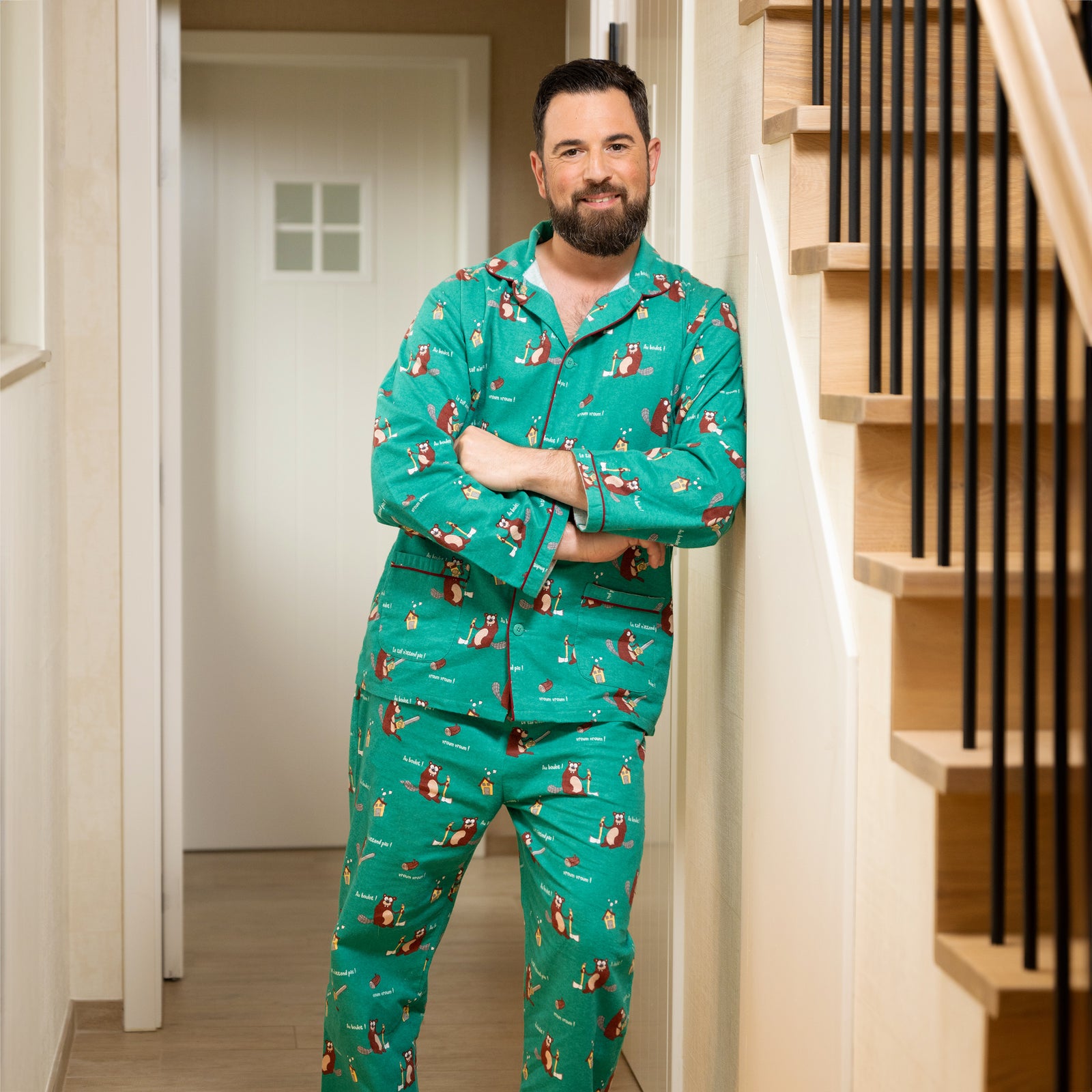 Pyjama Flannelle  - Men - Vert 