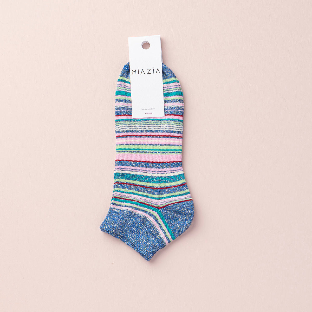 Mia Zia - Chaussettes Sneakers Blue glitter rayé