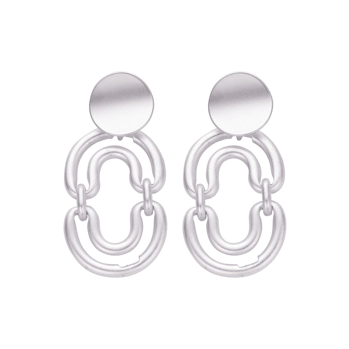 Boucles D'Oreilles - Damme Oorbellen Zilverkleurig Mat