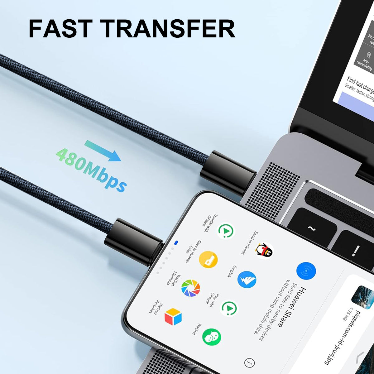 Cable Usb-C - Lithening - Bleu 