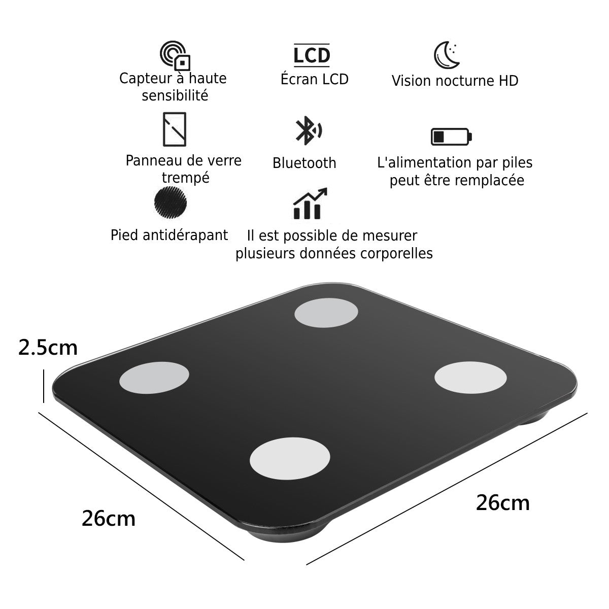 Balance Numertique Bluetooth - Noir