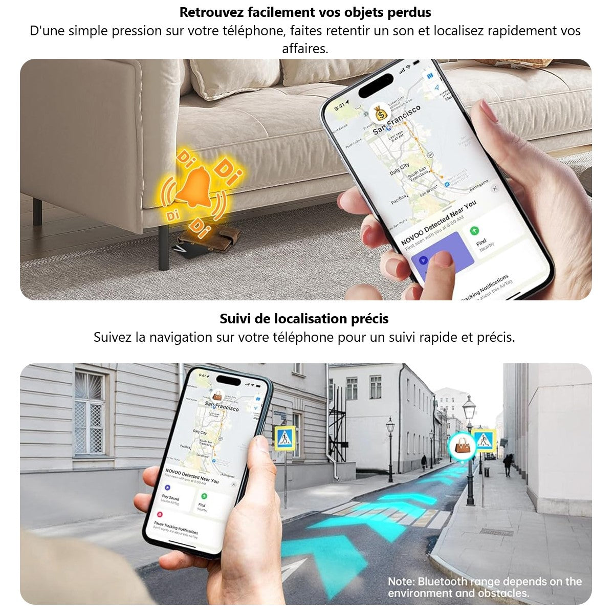 Carte De Suivi, Smart Airtag Card Compatible Avec Apple Find My (Ios Uniquement) - Noir