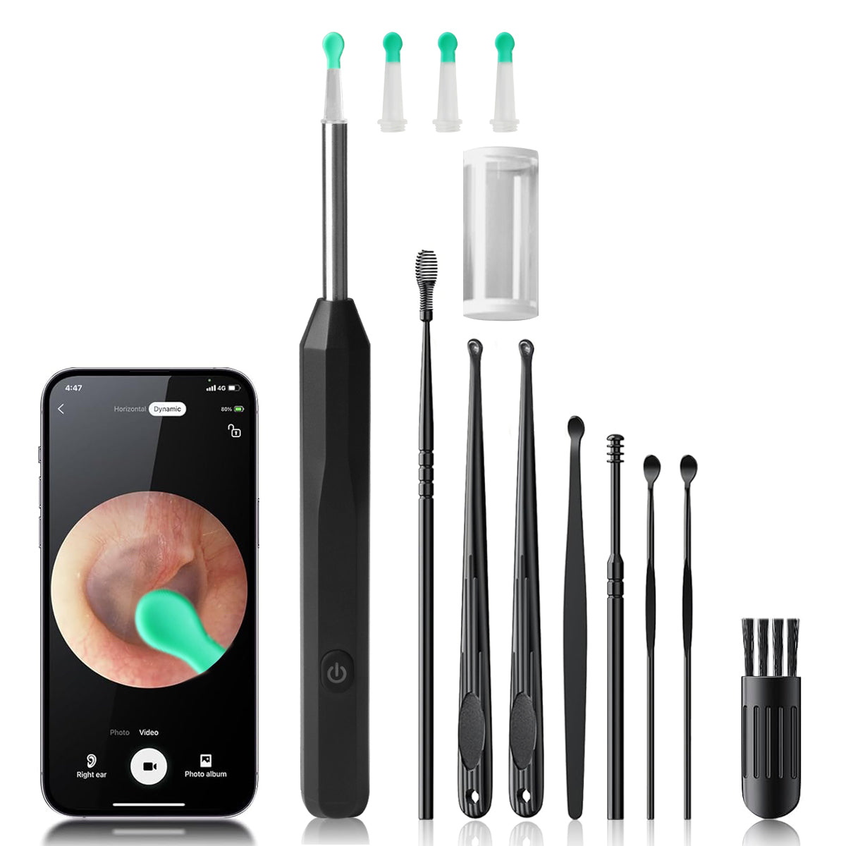 Otoscope Oreille 1080P Hd Wifi Nettoyage Oreille - Noir
