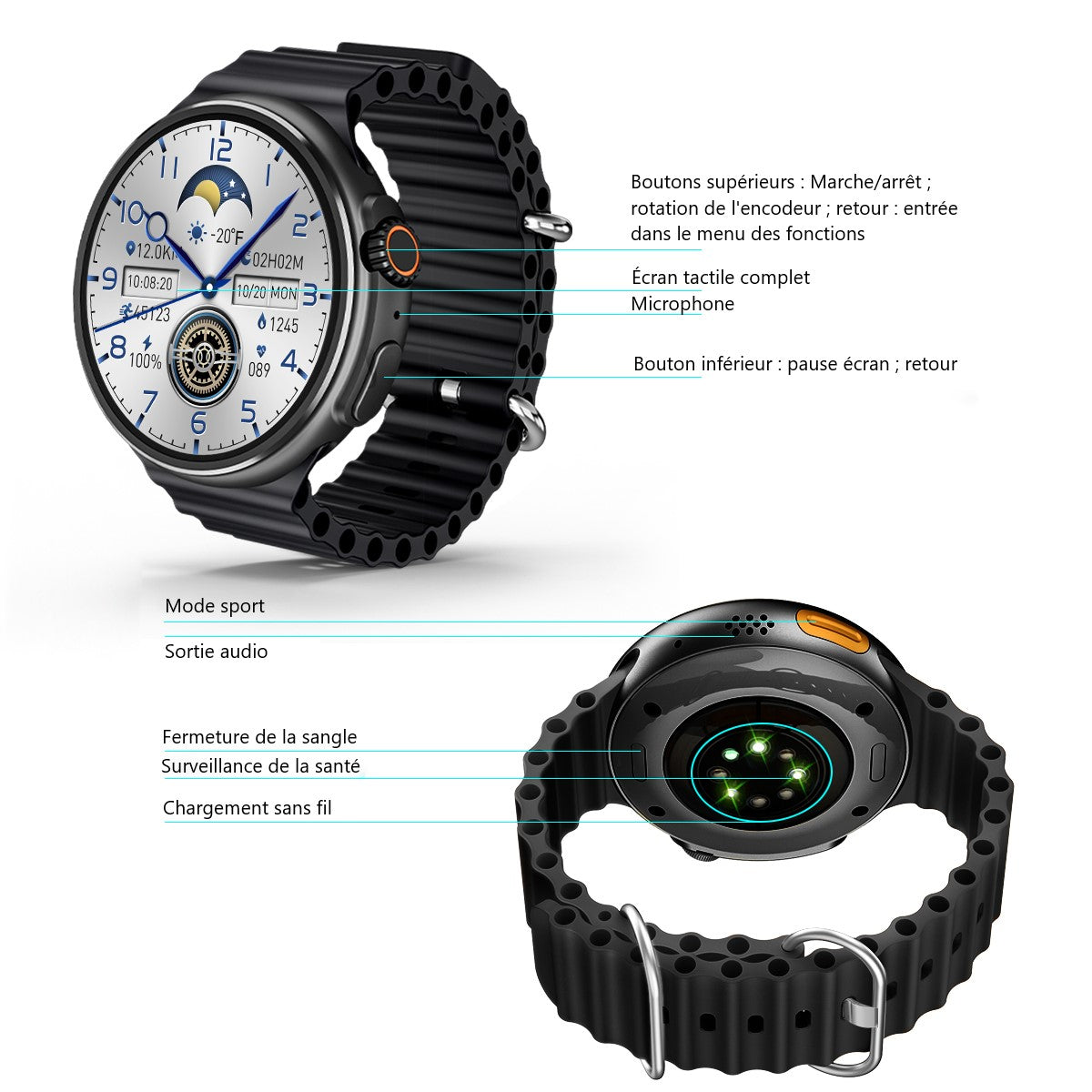 Montre Connectee Multifonctions - Noir