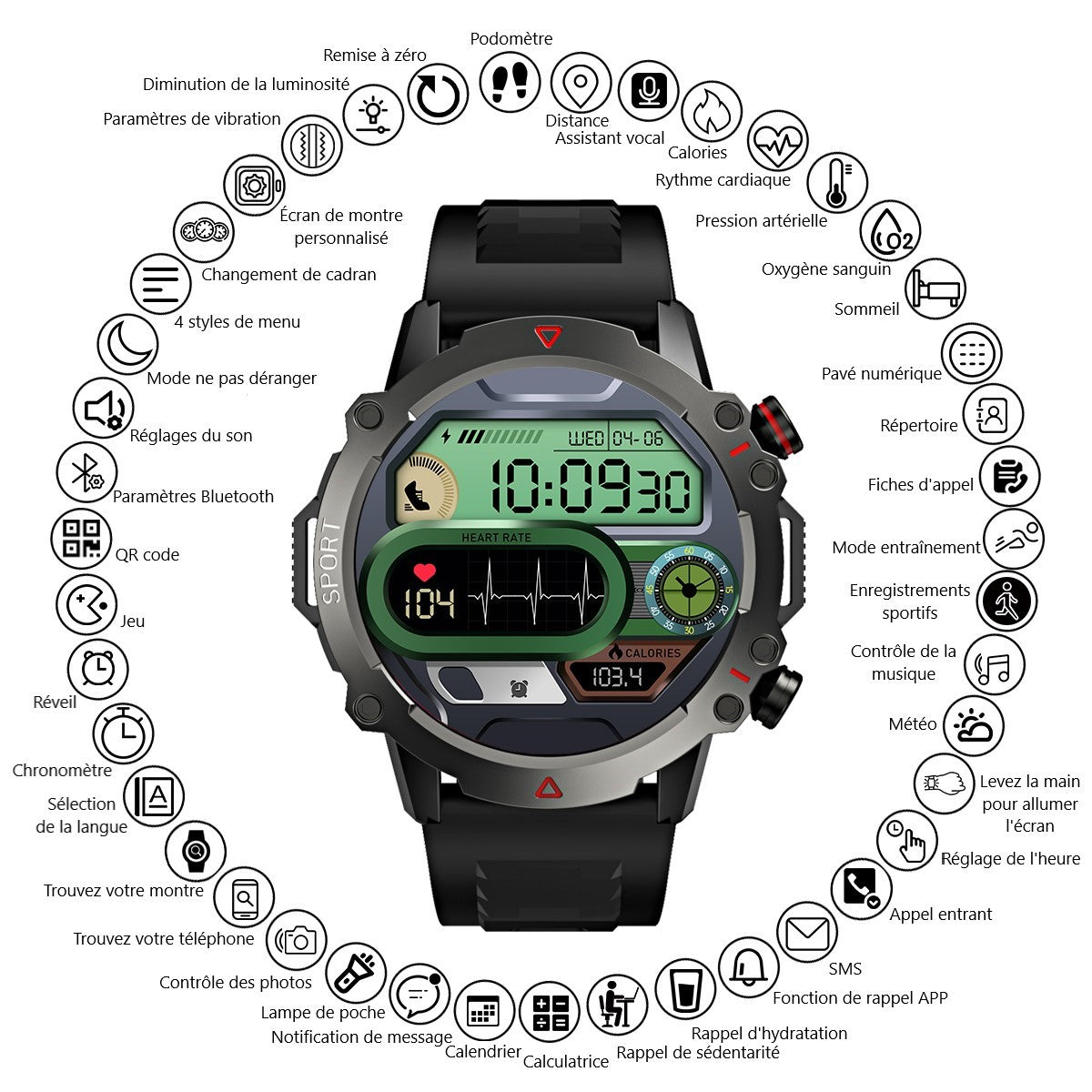 Montre Connectee Multifonctions - Noir