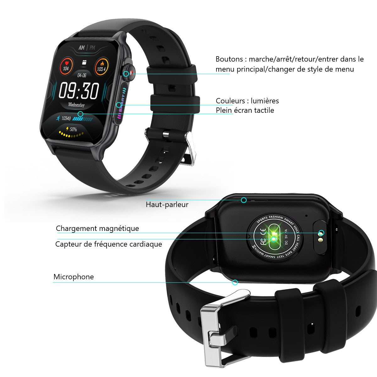 Montre Connectee  Multifonctions - Noir