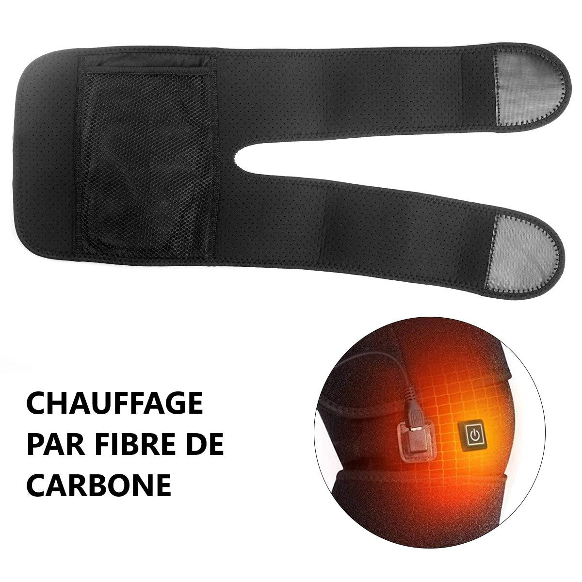 Genouillere Thermothérapeutique Chauffante - Noir