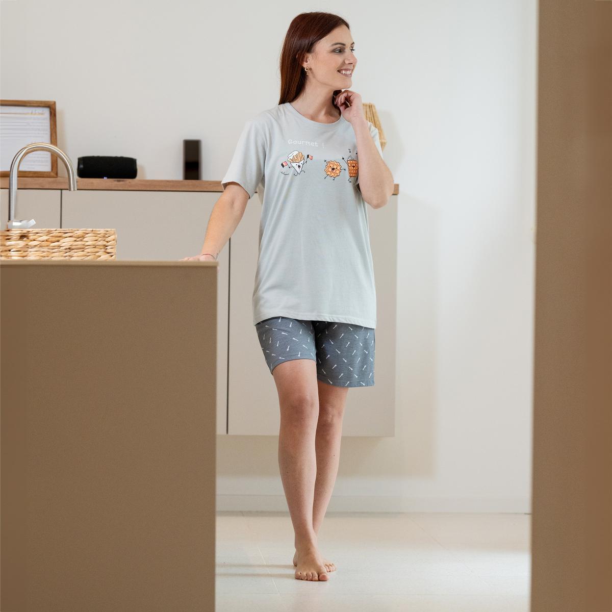 Femme - Short Pyjama - Gris Clair