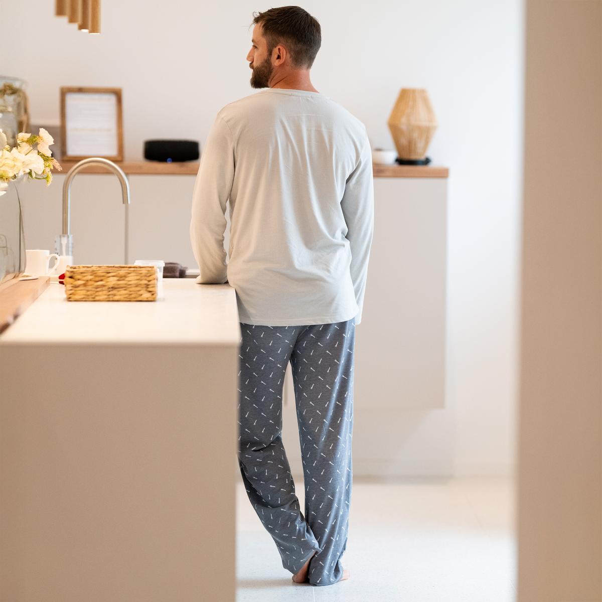Homme - Long Pyjama - Gris Clair