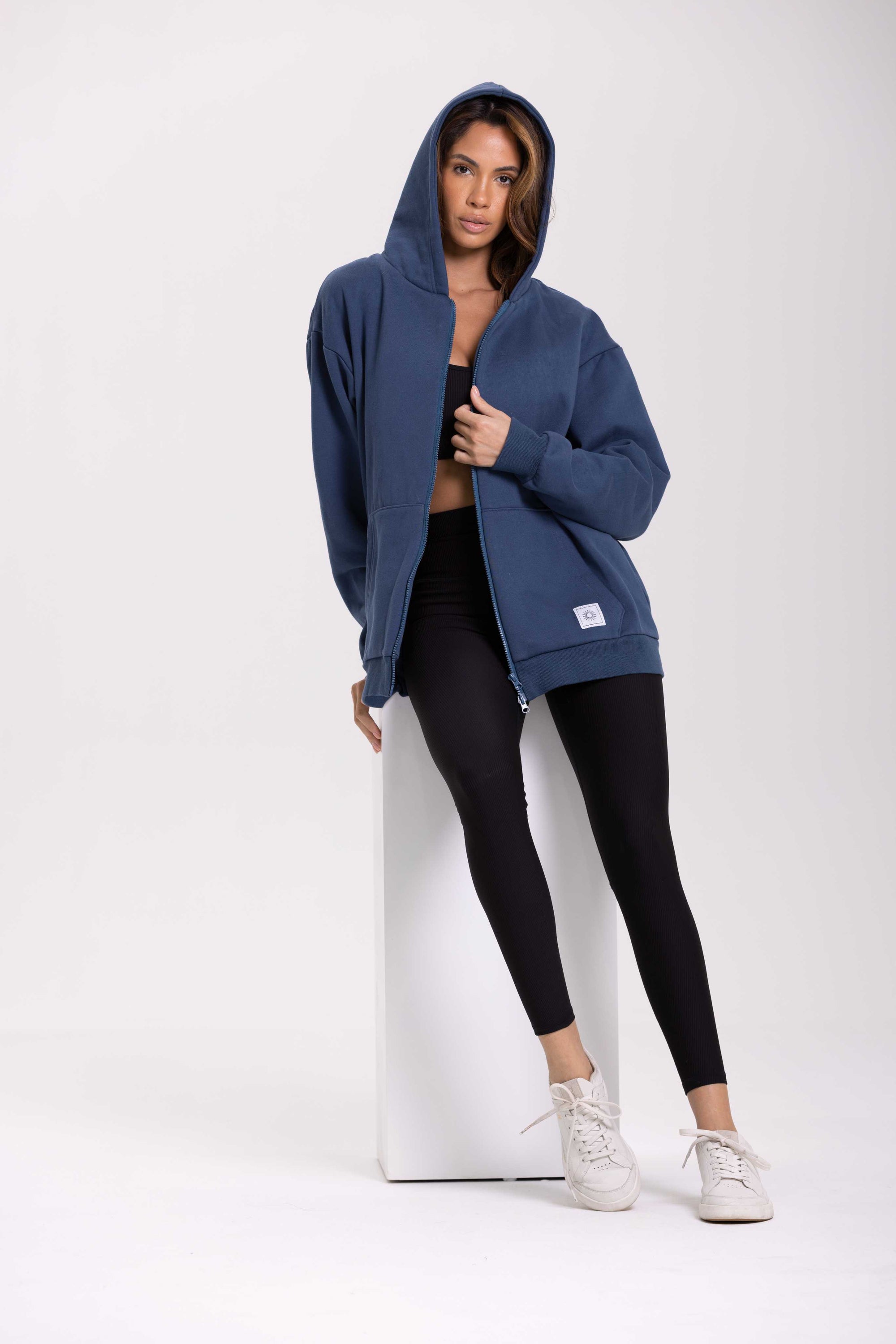 Sweat Capuche Flow - Bleu