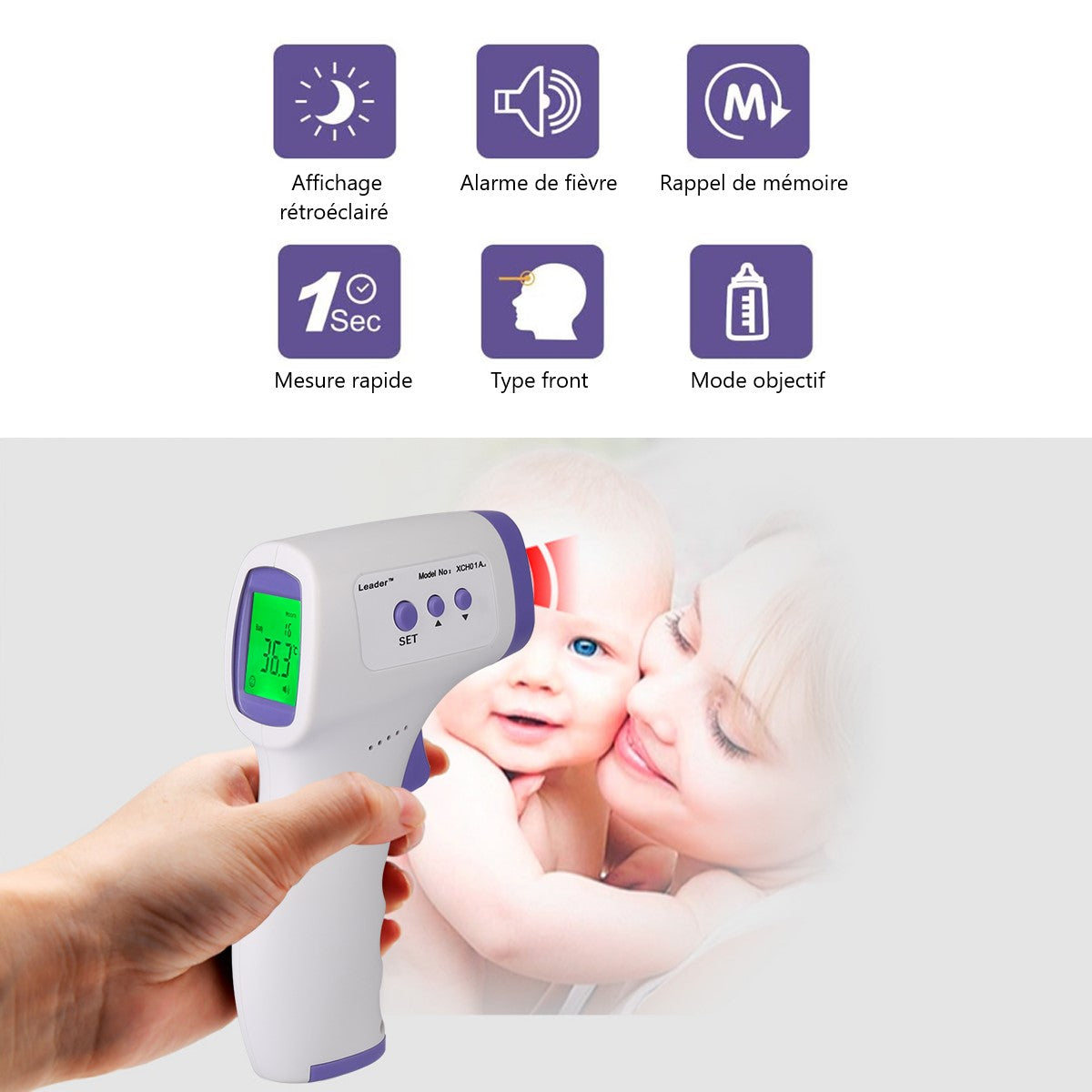 Thermomètre Infrarouge Sans Contact - Blanc