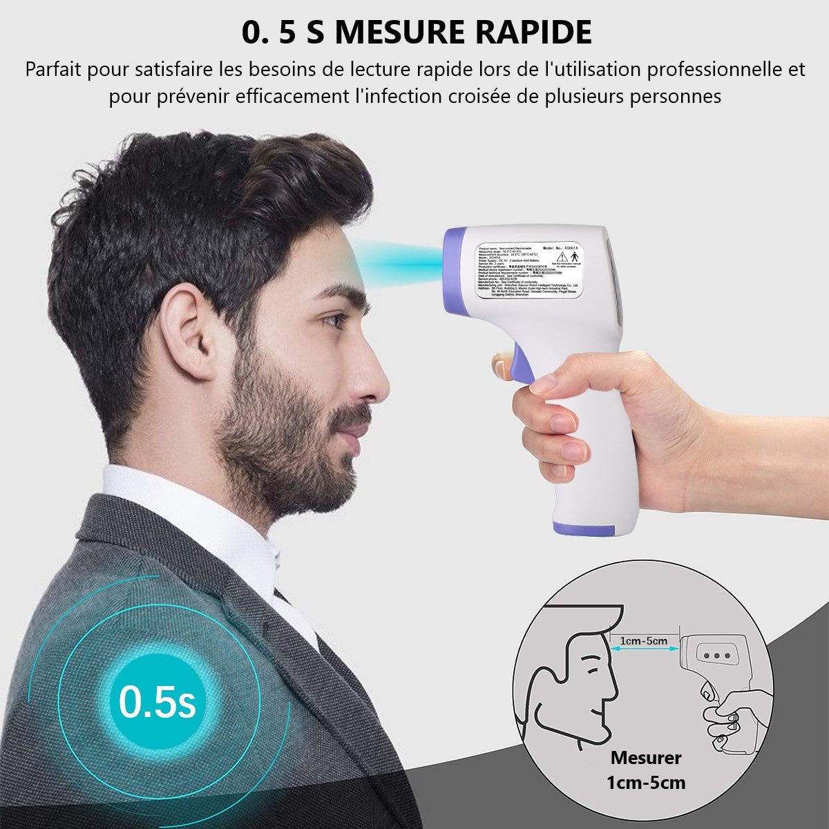 Thermomètre Infrarouge Sans Contact - Blanc